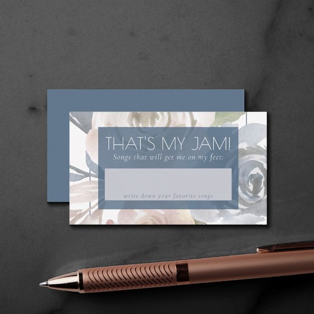 Tarjeta De Recepción Dusty Floral | Solicitud de canción Smoky Blue Pas (Subido por el creador)