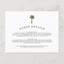 Tarjeta De Recepción Dusty Palms | Información para Invitados de Boda