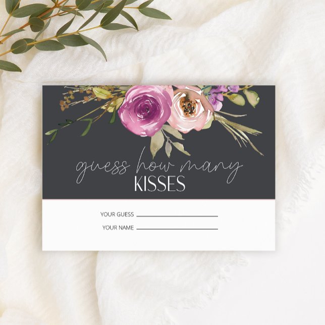 Tarjeta De Recepción Dusty Pink adivina cuántos besos de juego de novia (Subido por el creador)