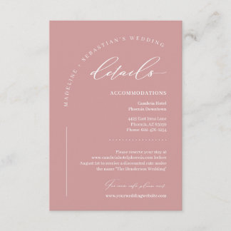 Tarjeta De Recepción Dusty Pink Blush Rose Wedding Details