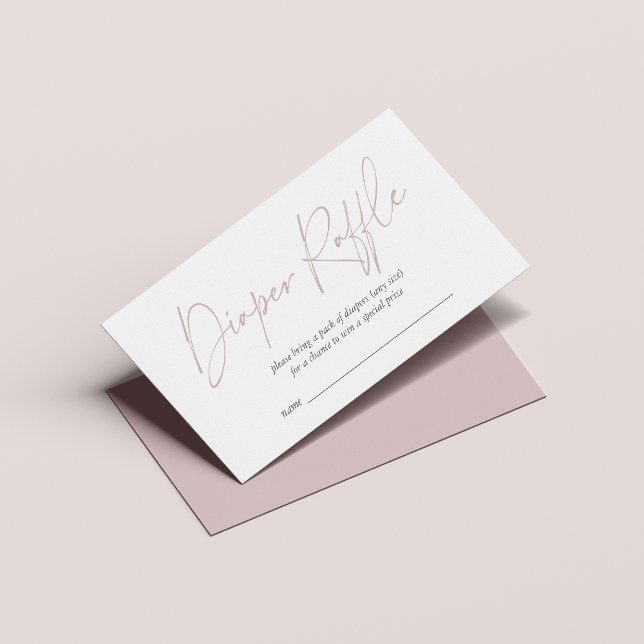 Tarjeta De Recepción Dusty Pink Moderno Diaper manuscrito Raffle (Subido por el creador)