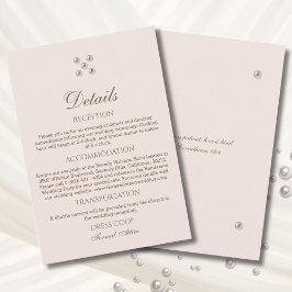 Tarjeta De Recepción Dusty Pink Pearl Christian Wedding Details 