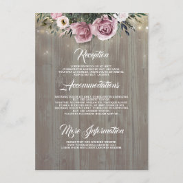 Tarjeta De Recepción Dusty Pink Rose Rustic Country Wedding Detalles