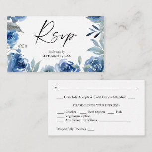 Tarjeta De Recepción Dusty presupuesto Floral azul y azul 2SM Comida RS