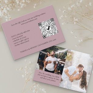 Tarjeta De Recepción Dusty Rosa 2 Foto en línea RSVP Boda de código QR