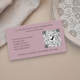 Tarjeta De Recepción Dusty Rosa en línea RSVP QR Boda de código