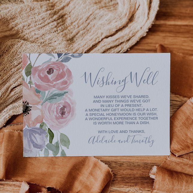 Tarjeta De Recepción Dusty Rosa Florals Boda deseando lo mejor (Subido por el creador)