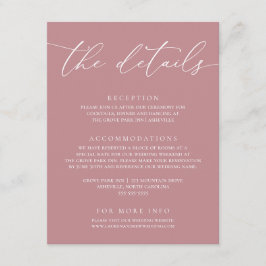 Tarjeta De Recepción Dusty Rosa Moderno Boda Minimalista Coche de gabin