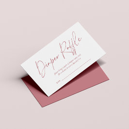 Tarjeta De Recepción Dusty Rosa Moderno Diaper manuscrito Raffle