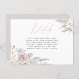 Tarjeta De Recepción Dusty Rosa y Marfil Elegant Wedding Details (Detal