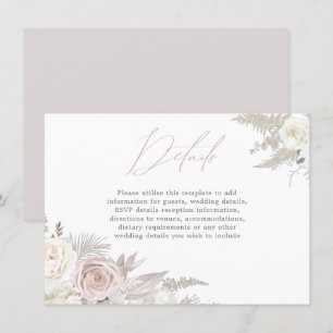 Tarjeta De Recepción Dusty Rosa y Marfil Elegant Wedding Details (Detal