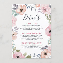 Tarjeta De Recepción Dusty rosas rosadas Bodas florales de verano medio