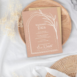 Tarjeta De Recepción Dusty Rose Minimalist Arch Botanical Wedding