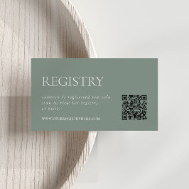 Tarjeta De Recepción Dusty Sage Green | Registro de duchas de novias QR