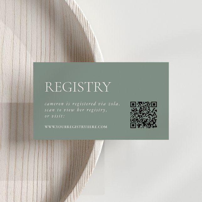 Tarjeta De Recepción Dusty Sage Green | Registro de duchas de novias QR (Subido por el creador)