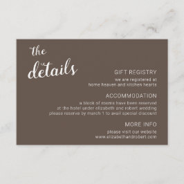 Tarjeta De Recepción Earthy Boho Minimalista Script Calligraphy Boda