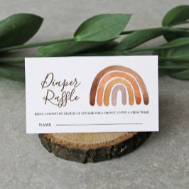 Tarjeta De Recepción Earthy Boho Rainbow Baby Shower Diaper Raffle