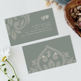 Tarjeta De Recepción Earthy Olive Elegant Minimal Damask Wedding RSVP