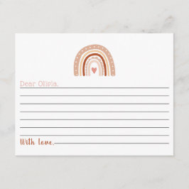 Tarjeta De Recepción Earthy Tone Boho Rainbow Primera cápsula de cumple