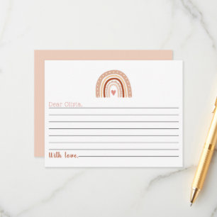 Tarjeta De Recepción Earthy Tone Boho Rainbow Primera cápsula de cumple