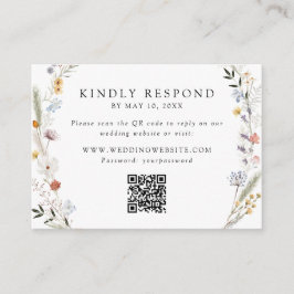 Tarjeta De Recepción Earthy Wildflower Boda QR Code RSVP