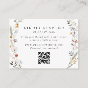 Tarjeta De Recepción Earthy Wildflower Boda QR Code RSVP