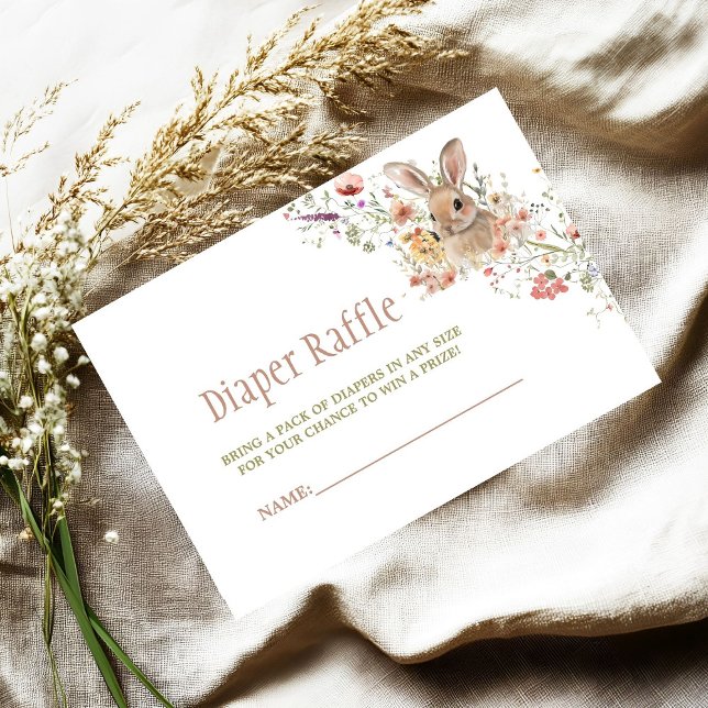 Tarjeta De Recepción Easter Bunny Wildflower Baby Shower Diaper Raffle (Subido por el creador)