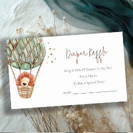 Tarjeta De Recepción Eco Hot Air Balloon Lion Diaper Raffle Baby Shower