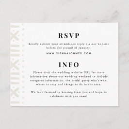 Tarjeta De Recepción Ecru Boho Mudcloth Border Boda