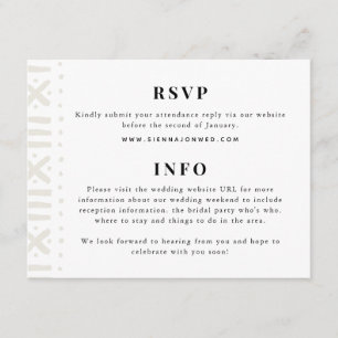 Tarjeta De Recepción Ecru Boho Mudcloth Border Boda