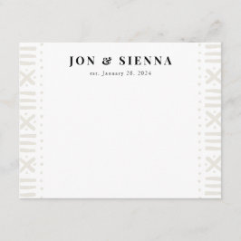 Tarjeta De Recepción Ecru Boho Mudcloth Border Couple's Stationery