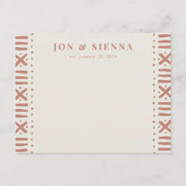 Tarjeta De Recepción Ecru Terracotta Boho Mudcloth Border Couple's