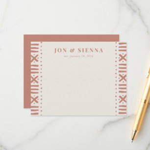 Tarjeta De Recepción Ecru Terracotta Boho Mudcloth Border Couple's