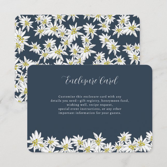 Tarjeta De Recepción Edelweiss Verde Menta Boda Personalizada Baño de N (Anverso / Reverso)