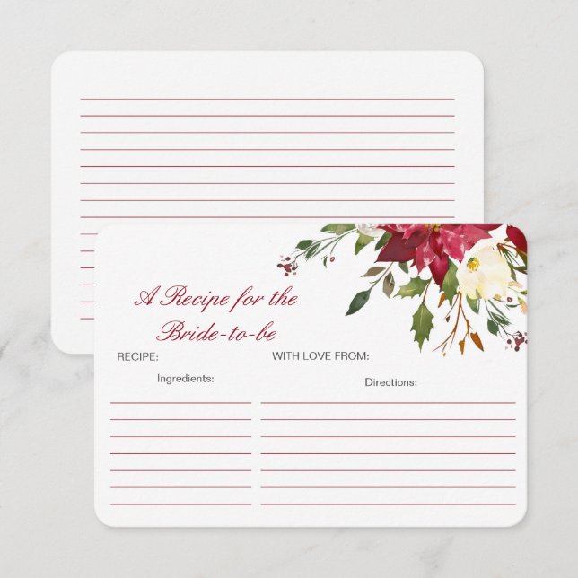 Tarjeta De Recepción Editable A Recipe for the Bride-to-be Card (Anverso / Reverso)