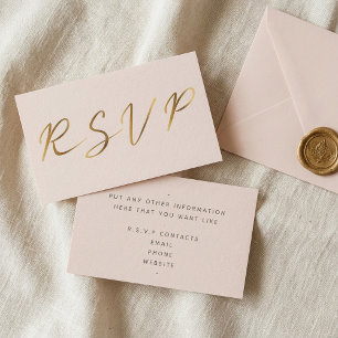 Tarjeta De Recepción Efecto oro, guión RSVP rosa nupcial