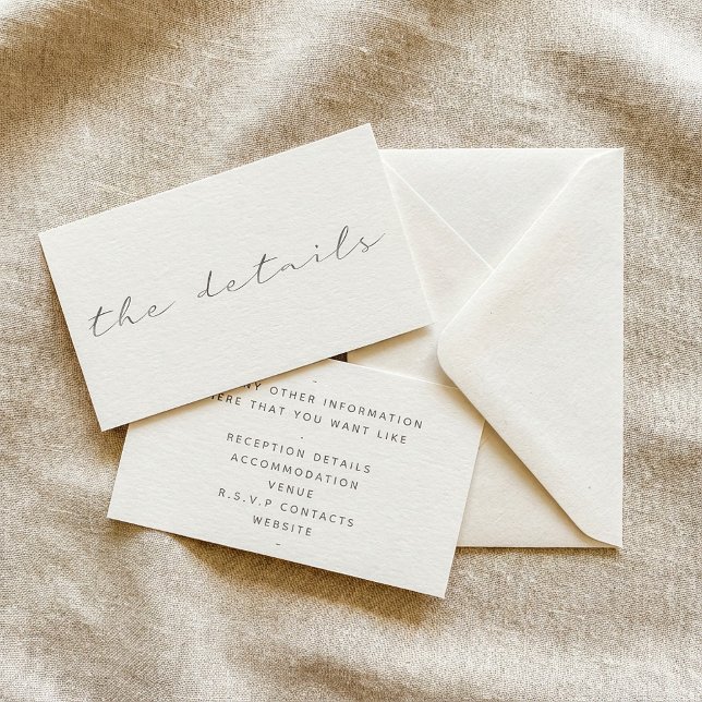 Tarjeta De Recepción Efecto Script, los detalles fondo blanco (Script effect, the details white background enclosure card.)