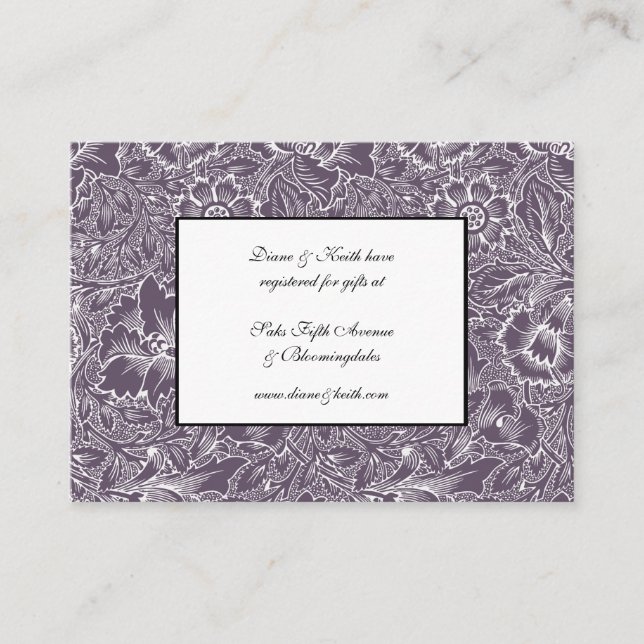 Tarjeta De Recepción Eggplant Lilac RSVP & Gift Registry 100 pack set (Anverso)
