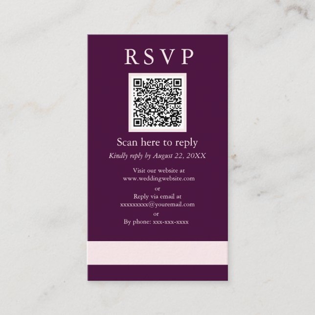 Tarjeta De Recepción Ejemplo Boda real de Crimson QR RSVP (Anverso)