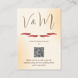 Tarjeta De Recepción Ejemplo Crema Minimalista Código QR Boda RSVP