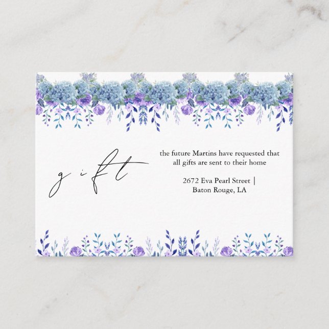 Tarjeta De Recepción Ejemplo Morple Floral Garden Bridal Shower Gift (Anverso)