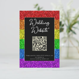 Tarjeta De Recepción El arcoiris de la bandera LGBT enciende a boda gay