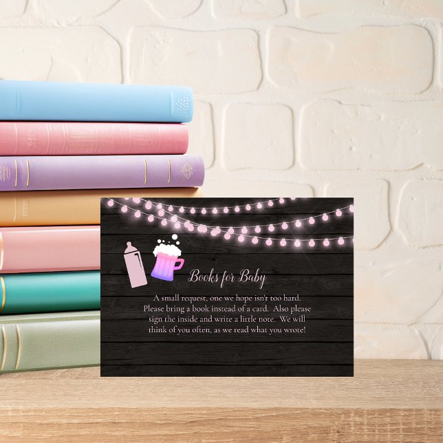 Tarjeta De Recepción El Bebé Está Preparando Libros De Baby Shower Rosa (Subido por el creador)