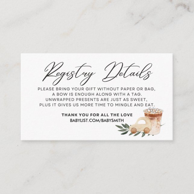 Tarjeta De Recepción El bebé se está preparando - DETALLES DEL REGISTRO (Anverso)