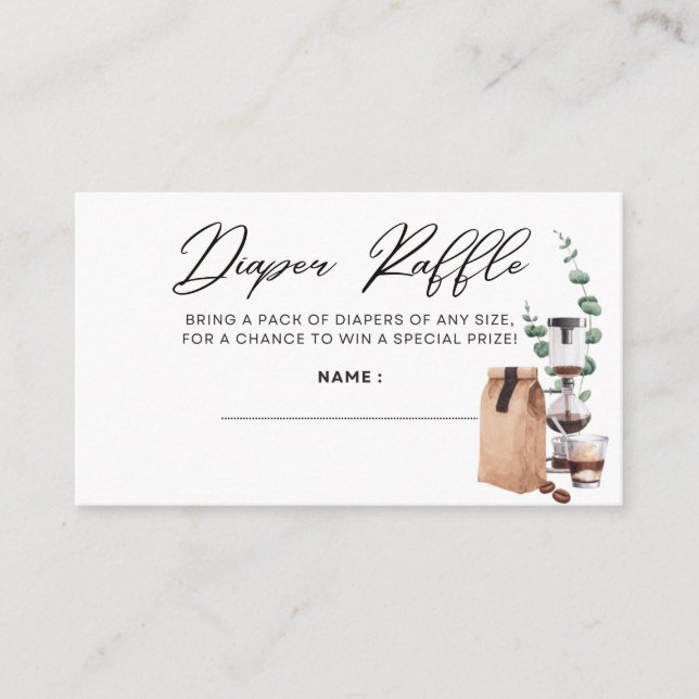 Tarjeta De Recepción El bebé se está preparando - Diaper Raffle - Negro (Anverso)