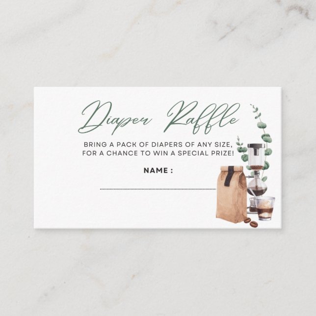 Tarjeta De Recepción El bebé se está preparando - Diaper Raffle - Verde (Anverso)