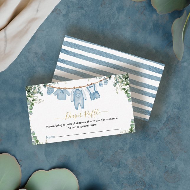 Tarjeta De Recepción El billete de pañal de Baby Shower de Boy Boho (It’s A Boy Blue Boho Clothes Greenery Baby Shower Enclosure Card)