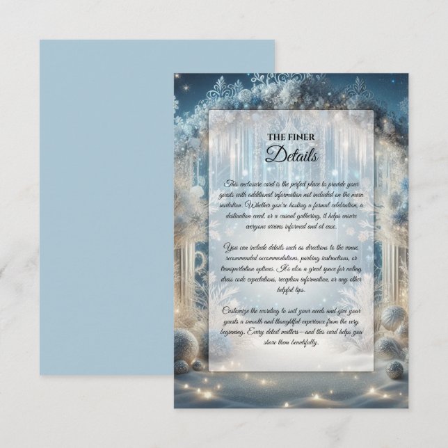 Tarjeta De Recepción El Boda del bosque de Snowy, que está brillando (Anverso / Reverso)