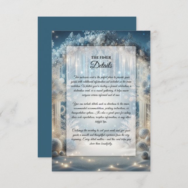 Tarjeta De Recepción El Boda del bosque de Snowy, que está brillando (Anverso / Reverso)