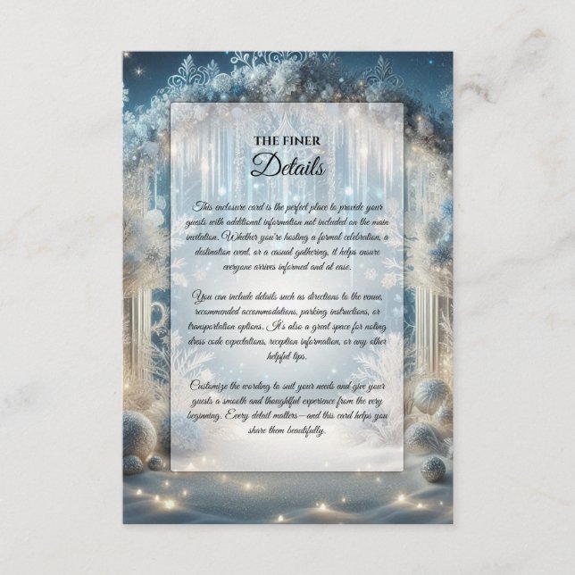 Tarjeta De Recepción El Boda del bosque de Snowy, que está brillando (Anverso)